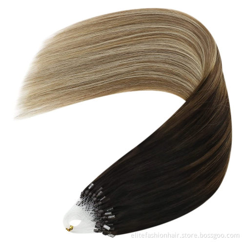 Double drawn virgin russian human remy straight loop hair extension micro ring hair Micro Loop Ring Human Hair Extensions